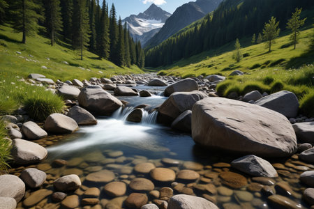 Mountain streams and forest natural sceneryの素材