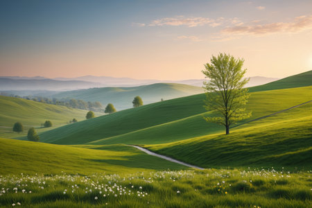 Outdoor green hills and pastoral sceneryの素材