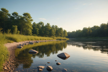 Riverside forest natural sceneryの素材