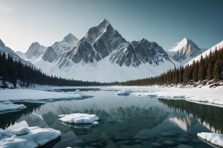 Snow Mountain Lake Natural Sceneryの素材