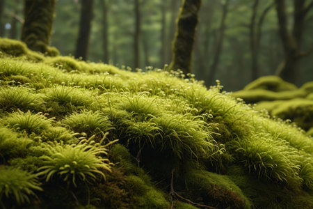 Close up of bryophytes in the forestの素材