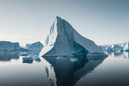 A huge iceberg landscape floating at seaの素材