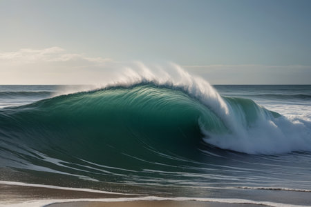 A view of surging waves at seaの素材