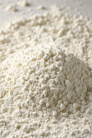Close up of a white flour pileの素材