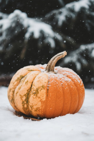 Pumpkin Still Life in the Snowの素材