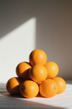 Stacked still lives of fresh orangesの素材