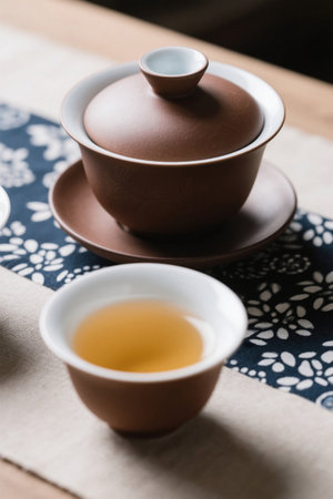 Chinese tea sets and tea brewing scenesの素材