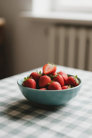 Fresh strawberry still life in a bowlの素材