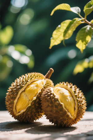 Peeling fresh durian fruitの素材