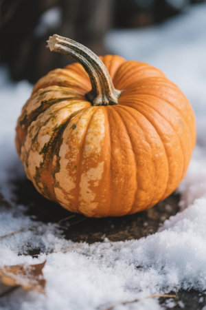 Orange Pumpkin Still Life on the Snowの素材