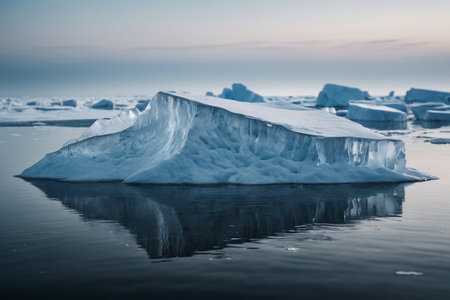 Icebergs floating on the waterの素材