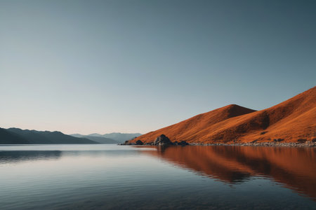 Tranquil lake scenery with mountains and riversの素材