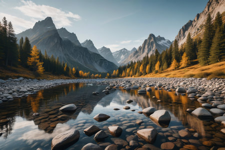 Mountain rivers and forest natural sceneryの素材