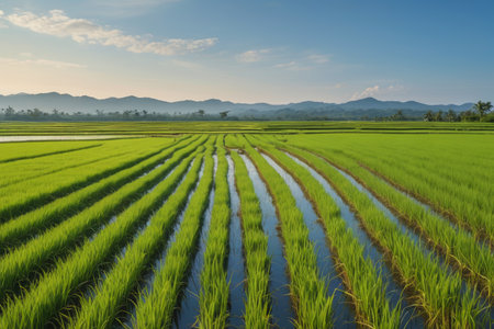 Pastoral rice fields and natural sceneryの素材