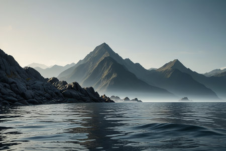 Natural landscape with mountains and riversの素材