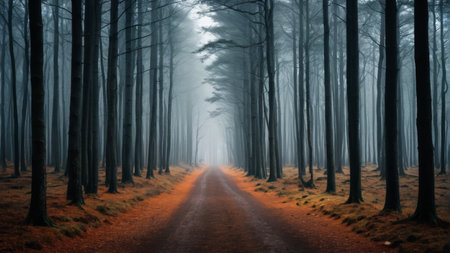 Forest path in the misty forestの素材