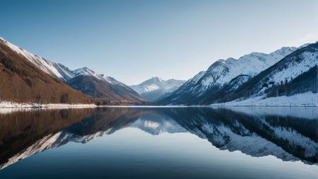 Snow Mountain Lake Natural Landscapeの素材