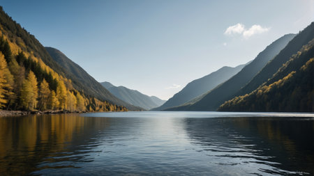 Autumn natural scenery of mountain lakesの素材
