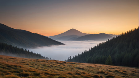 Mountain sea of clouds sunrise natural sceneryの素材