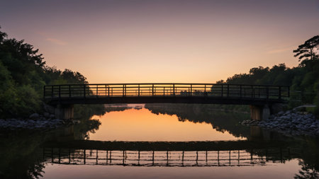 Dusk River Bridge Landscapeの素材