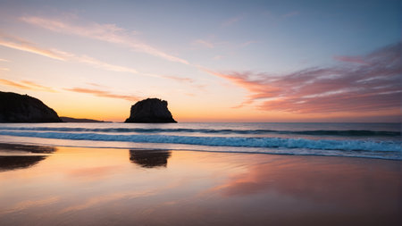 Beach sea view at sunsetの素材