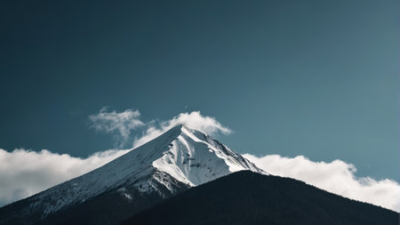 Snow Mountain and Blue Sky and White Clouds Natural Landscapeの素材