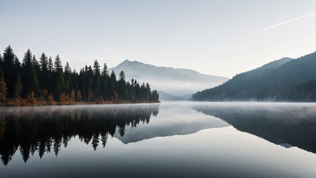 Panoramic view of forest lake natureの素材