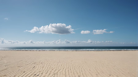 Empty beach and ocean blue sky sceneryの素材