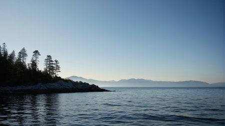 Lakeside forest natural sceneryの素材