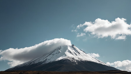 Snow Mountain and Blue Sky and White Clouds Natural Landscapeの素材