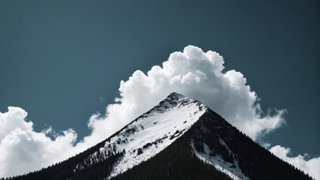 Snow Mountain and White Cloud Natural Sceneryの素材