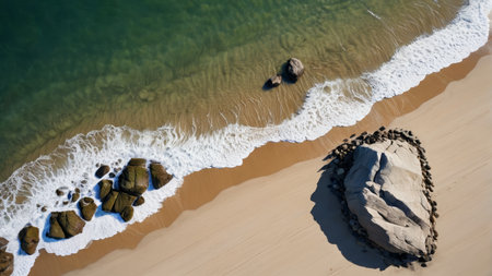 Aerial footage of beach waves and reefsの素材