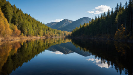 Panorama of forest lake natureの素材