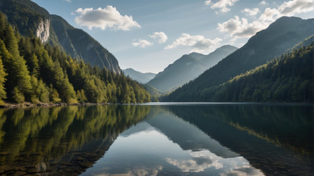 Mountain lakes and forest natural sceneryの素材