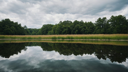 Panorama of forest lake natureの素材