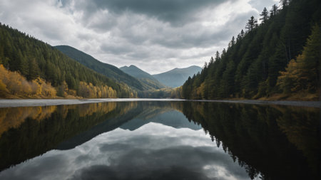 Panorama of forest lake natureの素材