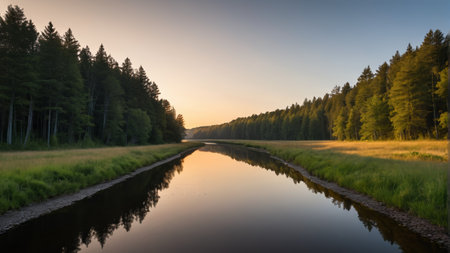 Forest River Sunrise Natureの素材