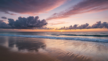 Beach sea view at sunsetの素材