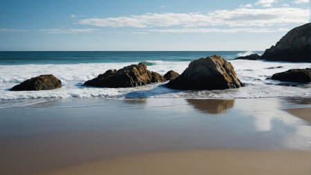 Beach waves crashing on reefsの素材