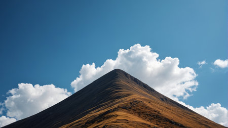 Mountain landscape under blue sky and white cloudsの素材