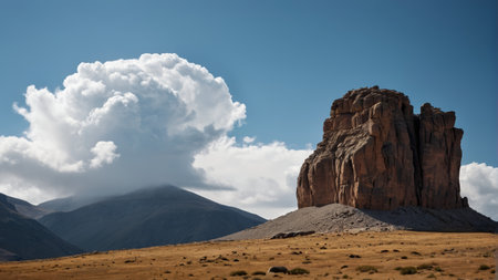 Landscape of rocks and clouds in the wildernessの素材