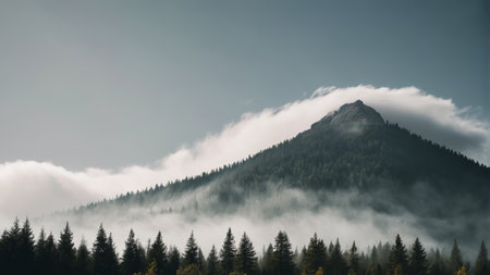 Mist shrouded forest landscapeの素材