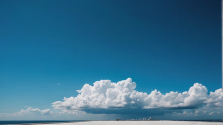 Open scene under blue sky and white cloudsの素材