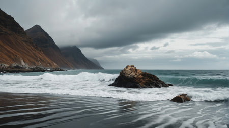 Seaside Reefs and Mountain Sceneryの素材