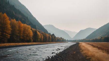 Autumn natural scenery of mountain riversの素材
