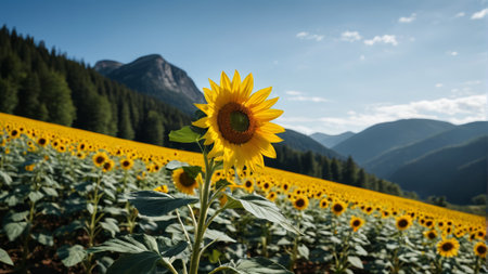 Sunflower fields natural sceneryの素材