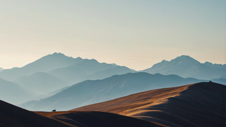 Natural scenery of distant mountains and hillsの素材