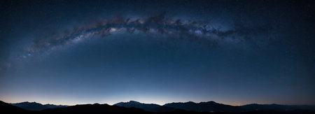 Mountains and Milky Way landscape under the night skyの素材