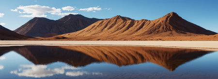 Desert lakes and distant mountain sceneryの素材
