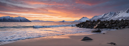 Norwegian Beach Sunset Natureの素材